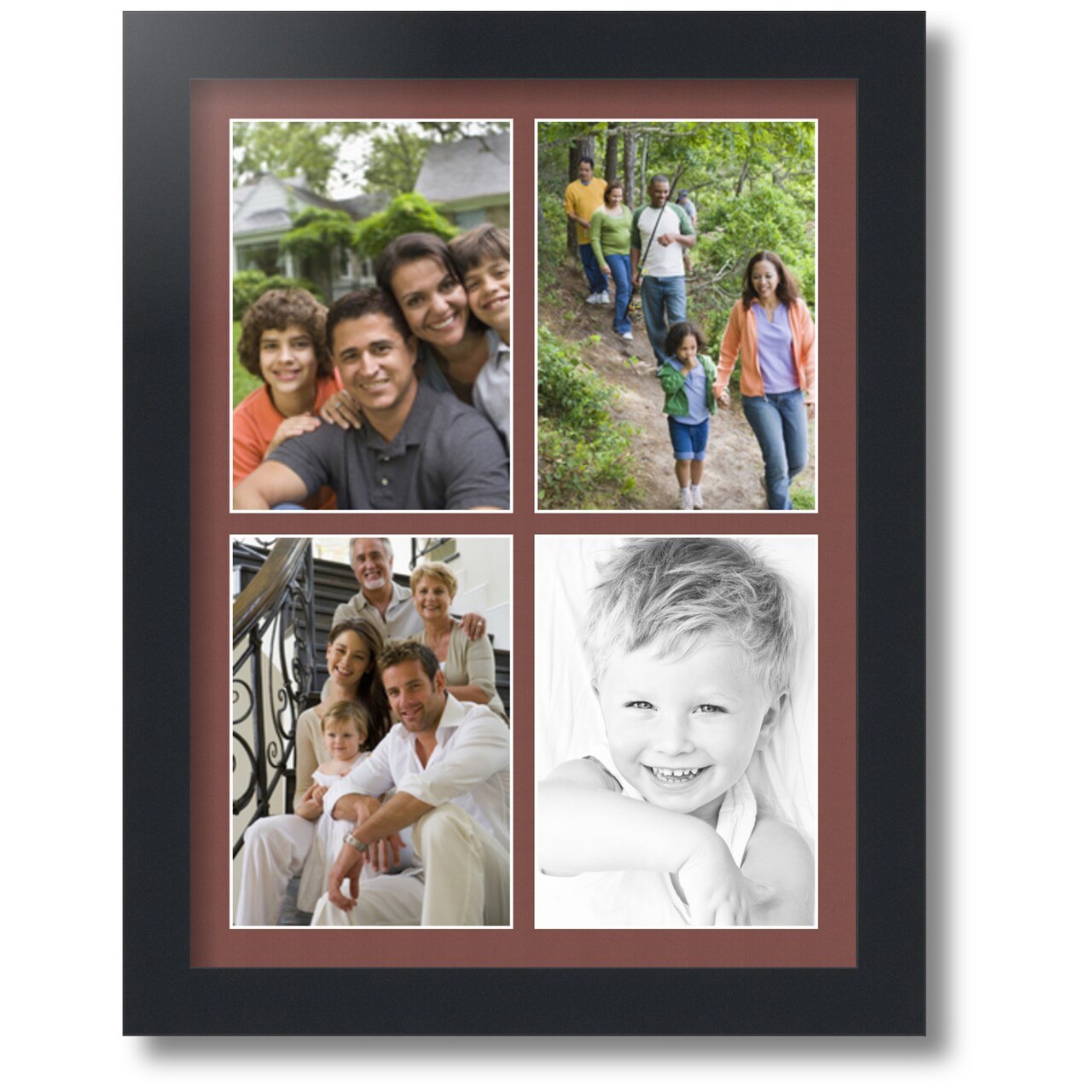 ArtToFrames Collage Photo Picture Frame with 4 - 5x7 inch Openings, Framed in Black with Over 62 Mat Color Options and Regular Glass (CSM-3926-2153)
